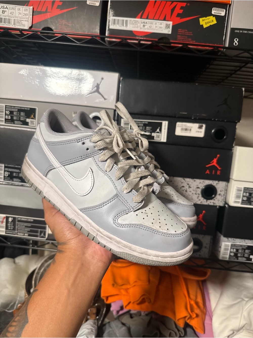Nike Low-Top Sneakers in Light Gray and White Womens Grey